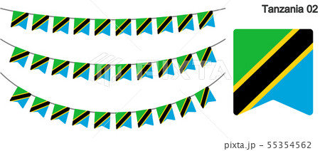 タンザニアの国旗のガーラーンド　ベクターデータ（bunting garland）