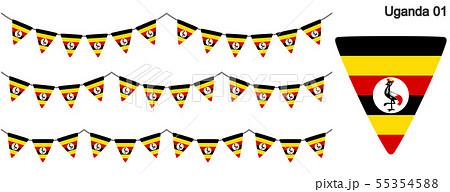ウガンダの国旗のガーラーンド　ベクターデータ（bunting garland）
