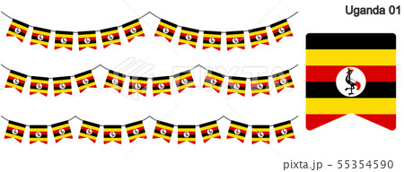 ウガンダの国旗のガーラーンド　ベクターデータ（bunting garland）