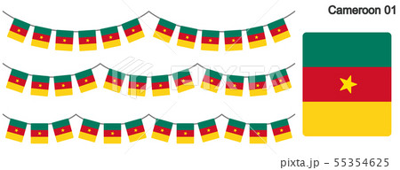 カメルーンの国旗のガーラーンド　ベクターデータ（bunting garland）