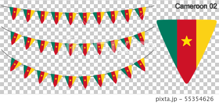 カメルーンの国旗のガーラーンド ベクターデータ(bunting garland) カメルーンの国旗のガーラーンド ベクターデータ(bunting garland) 55354626