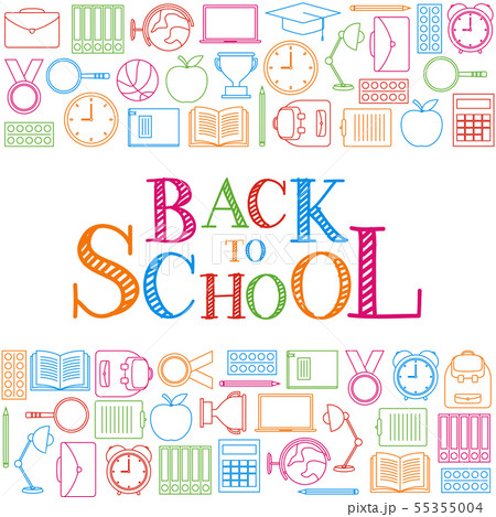 Back to school doodles with text Back to school doodles with text 55355004