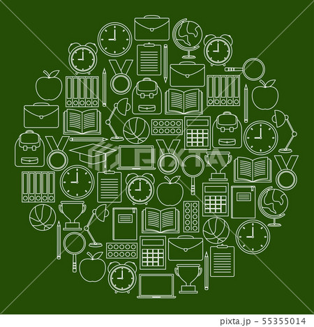 Back to school doodles on green background 55355014