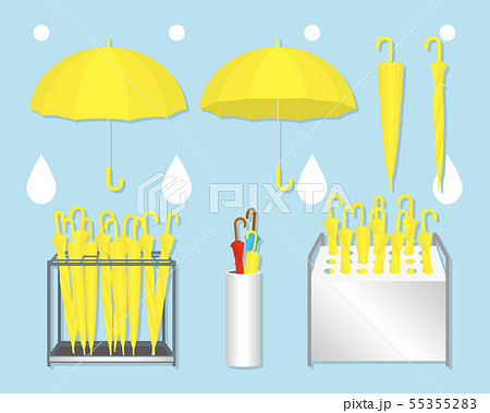 傘と傘立てのセット 学校用 のイラスト素材