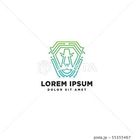 Lion Line Logo Template Vector Illustration Iconのイラスト素材