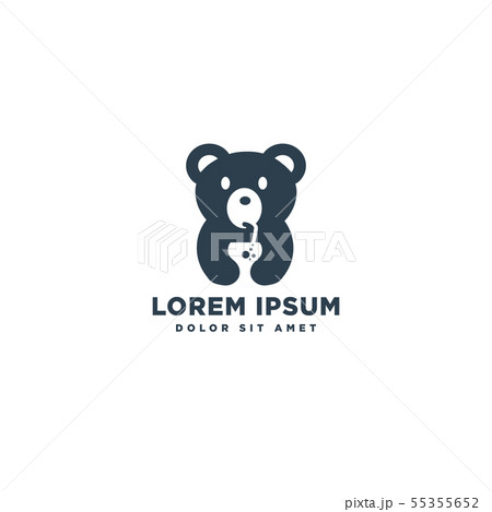bear drinking juice logo template vector bear drinking juice logo template vector 55355652