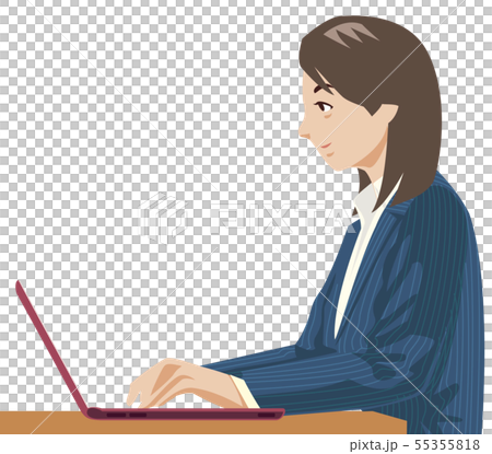 ノートPCに入力する女性社員 ノートPCに入力する女性社員 55355818
