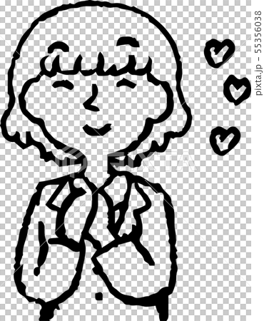 女性 ビジネスウーマン OL 上半身 ポーズ 表情 ゆるふわパーマ イラスト 55356038