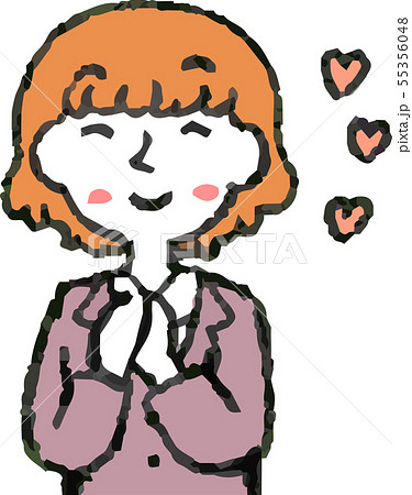 女性 ビジネスウーマン OL 上半身 ポーズ 表情 ゆるふわパーマ イラスト 55356048