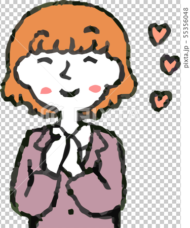 女性 ビジネスウーマン OL 上半身 ポーズ 表情 ゆるふわパーマ イラスト 55356048