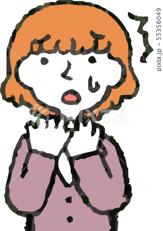 女性 ビジネスウーマン OL 上半身 ポーズ 表情 ゆるふわパーマ イラスト 55356049