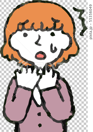 女性 ビジネスウーマン OL 上半身 ポーズ 表情 ゆるふわパーマ イラスト 55356049