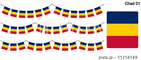 チャドの国旗のガーラーンド　ベクターデータ（bunting garland）