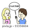 自動翻訳機を使う男女 55356604