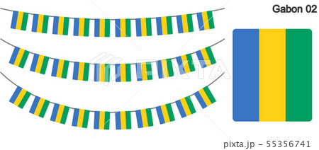 ガボンの国旗のガーラーンド　ベクターデータ（bunting garland）