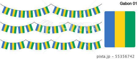 ガボンの国旗のガーラーンド　ベクターデータ（bunting garland）