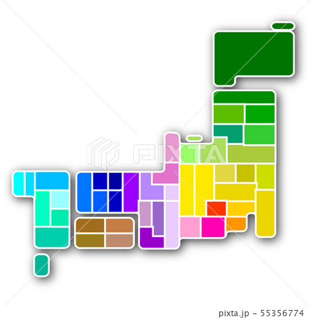 日本 地図 カラフル アイコン のイラスト素材