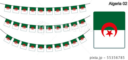 アルジェリアの国旗のガーラーンド　ベクターデータ（bunting garland）