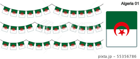 アルジェリアの国旗のガーラーンド　ベクターデータ（bunting garland）