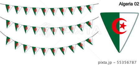 アルジェリアの国旗のガーラーンド　ベクターデータ（bunting garland）