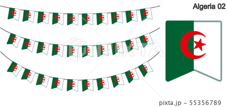 アルジェリアの国旗のガーラーンド　ベクターデータ（bunting garland）