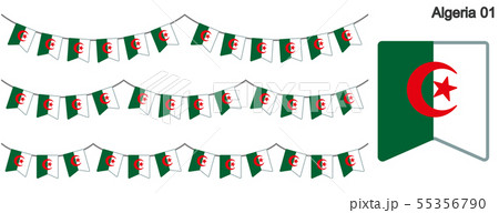 アルジェリアの国旗のガーラーンド　ベクターデータ（bunting garland）