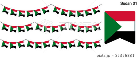 スーダンの国旗のガーラーンド　ベクターデータ（bunting garland）