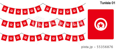チュニジアの国旗のガーラーンド　ベクターデータ（bunting garland）