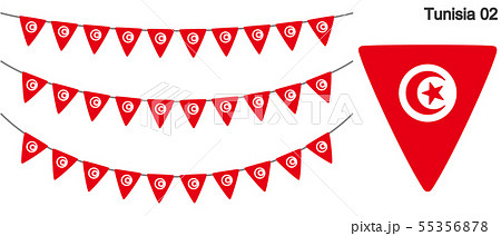 チュニジアの国旗のガーラーンド　ベクターデータ（bunting garland）
