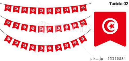チュニジアの国旗のガーラーンド　ベクターデータ（bunting garland）