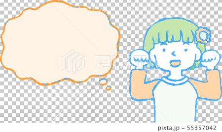 吹き出し テキストスペース 人物 上半身 女性 イラスト 55357042