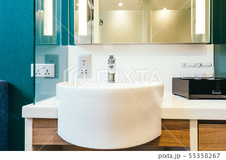 White sink and faucet decoration in bathroom 55358267