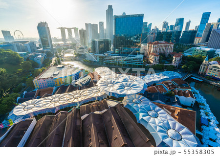 Beautiful architecture building exterior cityscape in Singapore city skyline 55358305