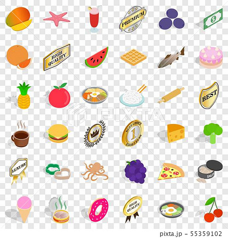 Dish icons set, isometric style 55359102
