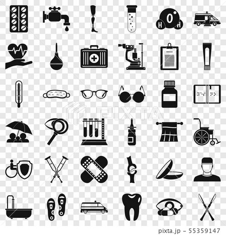 Disabled care icons set, simple style 55359147