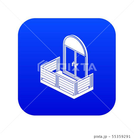 Wood balcony icon blue vector 55359291