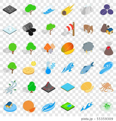 Earth icons set, isometric style Earth icons set, isometric style 55359309