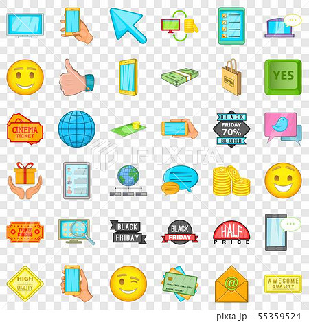 Ecommerce icons set, cartoon style Ecommerce icons set, cartoon style 55359524
