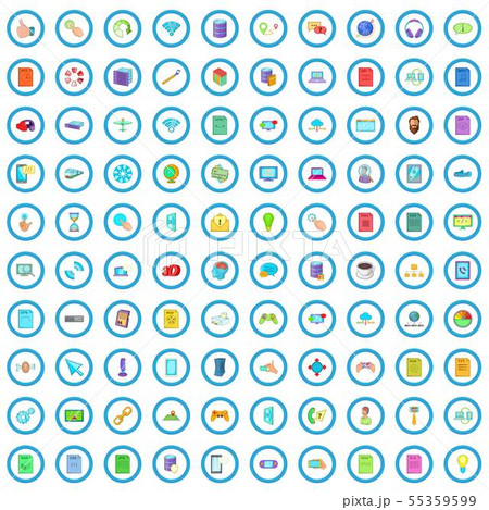 100 software icons set, cartoon style 55359599