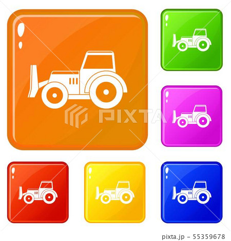 Skid steer loader icons set vector color Skid steer loader icons set vector color 55359678