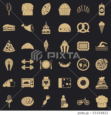 Sweet calories icons set, simple style 55359822
