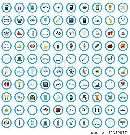 100 sport icons set, flat style 100 sport icons set, flat style 55359857