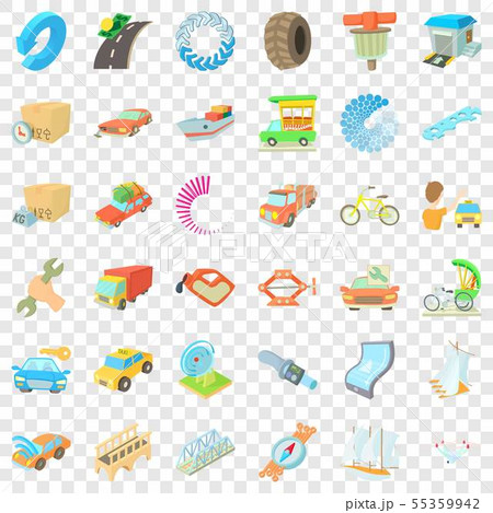 Auto service icons set, cartoon style Auto service icons set, cartoon style 55359942