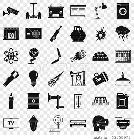 Energy icons set, simple style 55359973