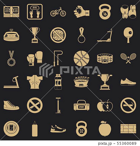 Boxing bag icons set, simple style Boxing bag icons set, simple style 55360089