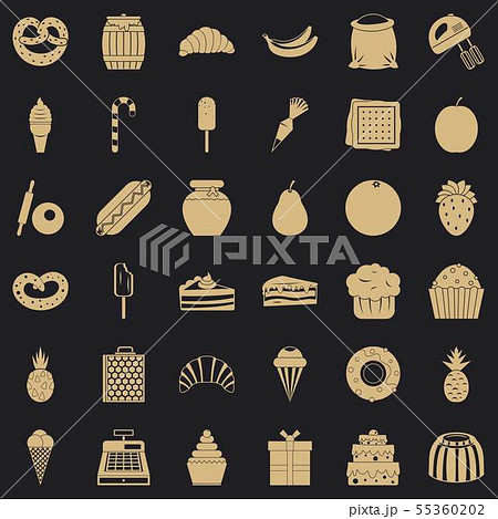 Sweet shop icons set, simple style Sweet shop icons set, simple style 55360202