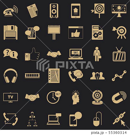 Data link icons set, simple style 55360314