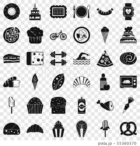 Many calories icons set, simple style Many calories icons set, simple style 55360370