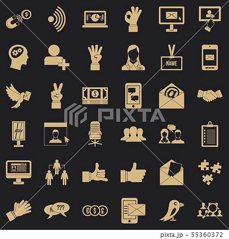 Dialog in letter icons set, simple style Dialog in letter icons set, simple style 55360372