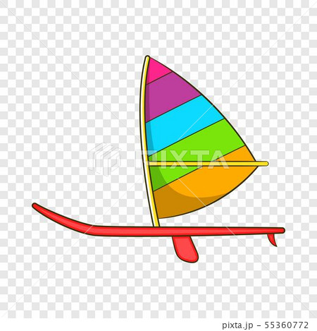 Sport boat with a sail icon, cartoon style Sport boat with a sail icon, cartoon style 55360772